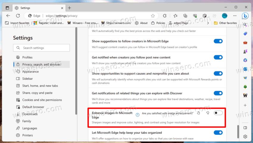 Disable Enhance Images In Edge