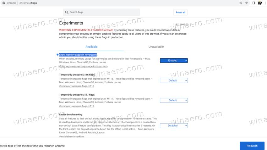 Enable Tab Memory Usage In Chrome