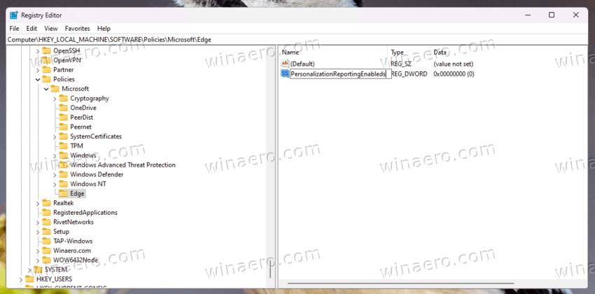 PersonalizationReportingEnabled Value Disables Personalize Your Web Experience Prompt