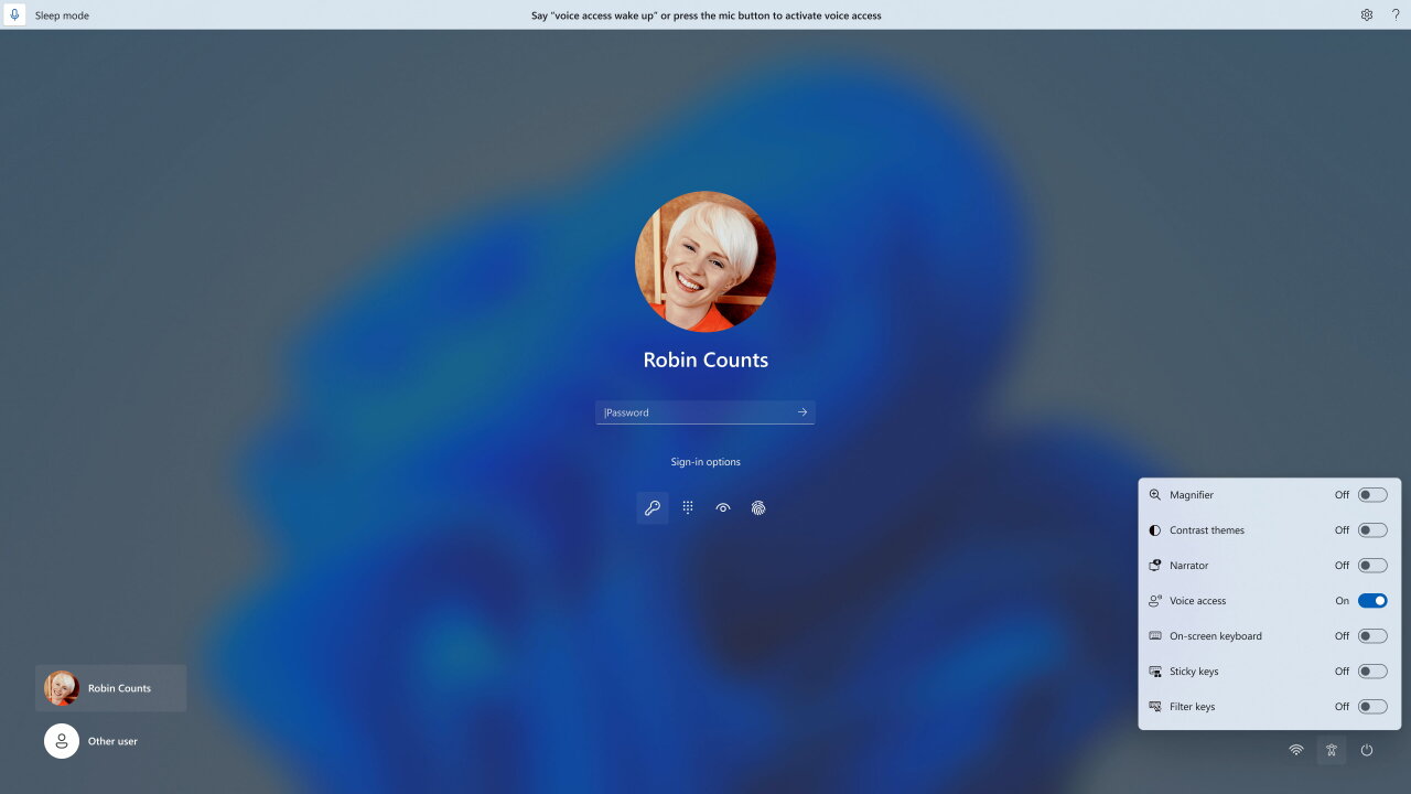Voice Access On Sign In Screen In Accessibility Center