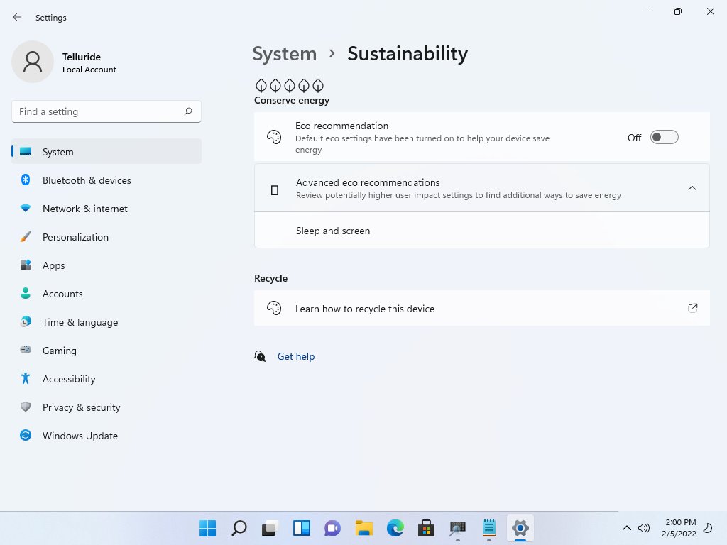 Windows 11 Sustainability