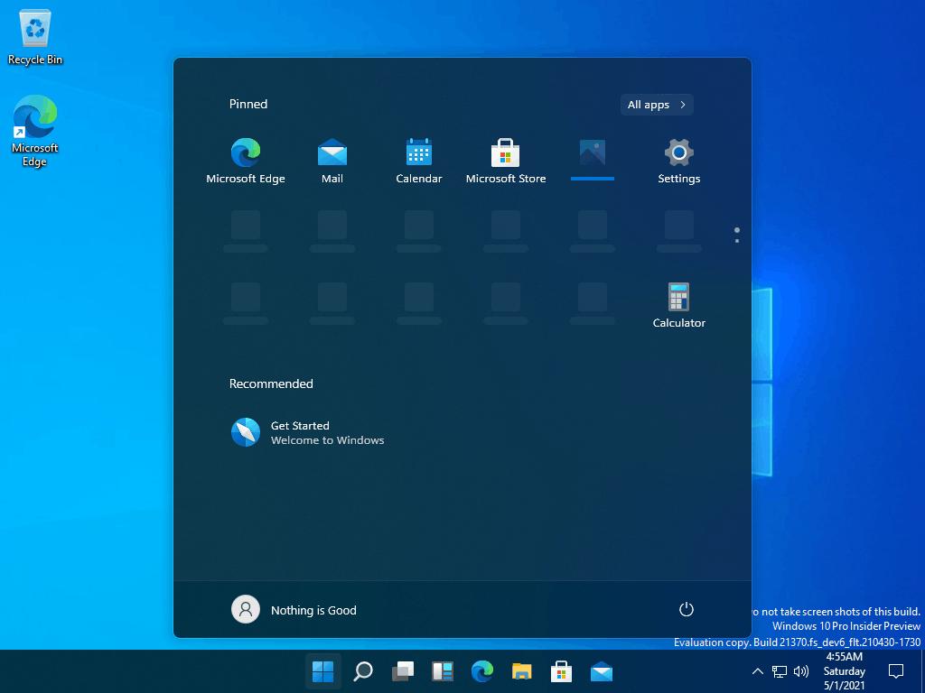 Windows 11 10.0.21370.1003 Start Menu