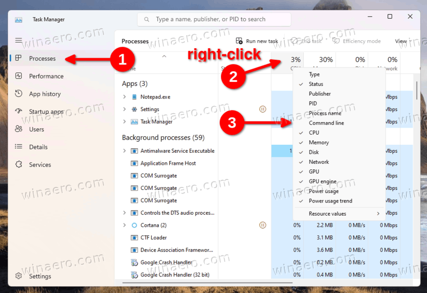 Add Command Line Column To Task Manager