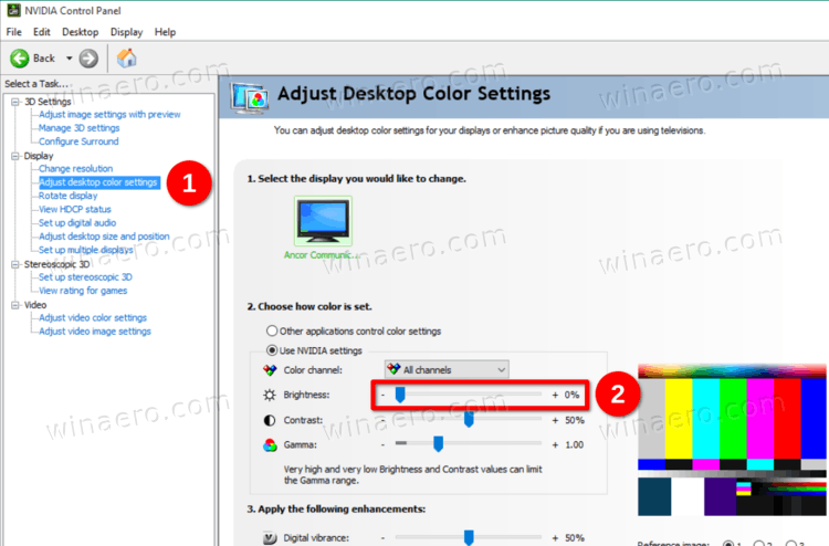 Adjust Screen Brightness In NVIDIA Control Panel