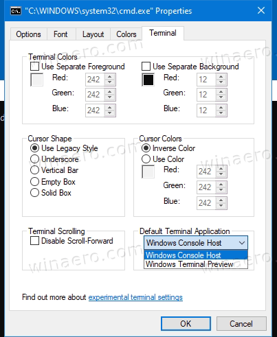 Change Default Terminal Application In Windows 10