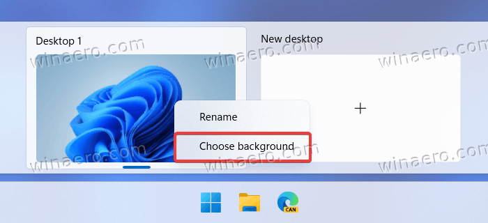 The Choose background menu item