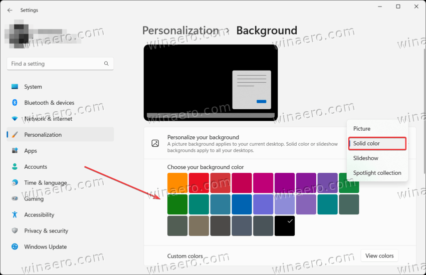 Change Desktop Background to Solid Color Windows 11 07