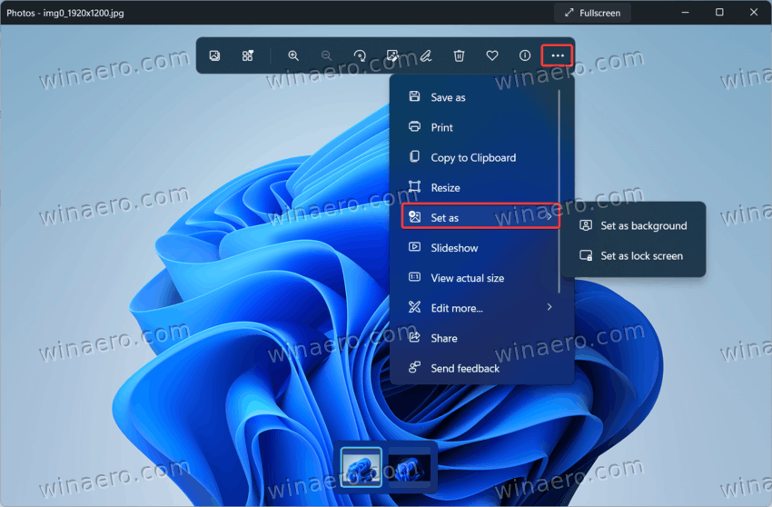 Change desktop background in Windows 11 with Photos app