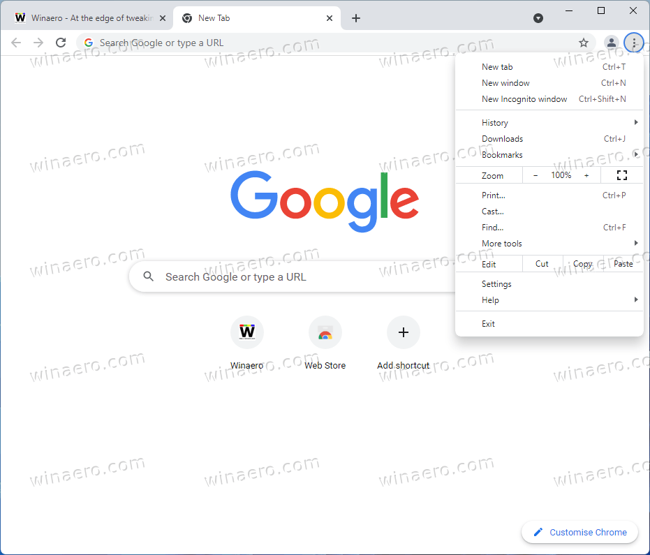 Windows 11-like Menus in Chrome 96