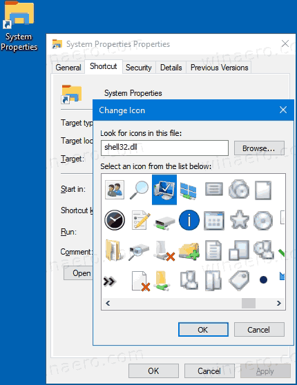 Classic System Properties Shortcut Icon