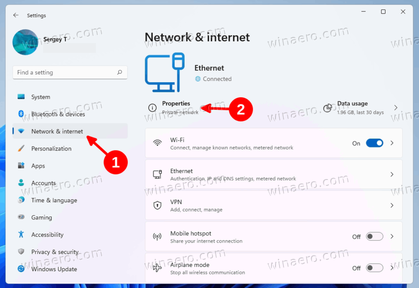 Click On Network Properties