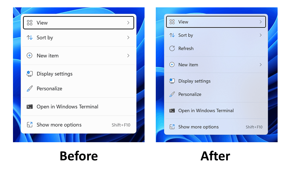 Context Menus Acrylic