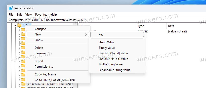 Create New Key Under Clsid