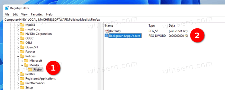 Disable Firefox Background Updates With Policy