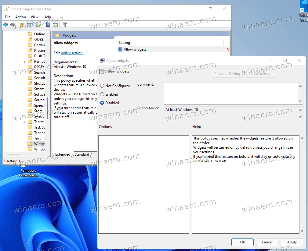 Disable Widgets In Windows 11 With Group Policy