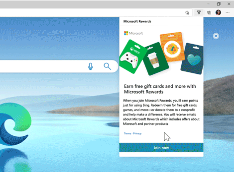 Edge 96 Bing Rewards Button