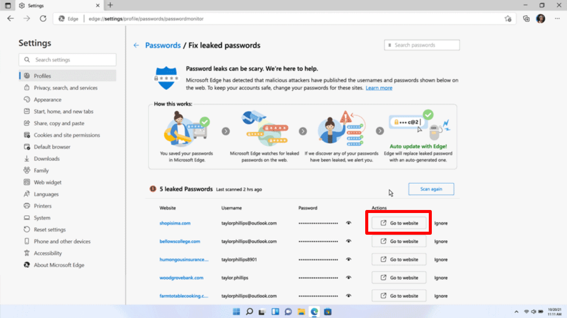 Edge 96 Compromissed Password Go To Website