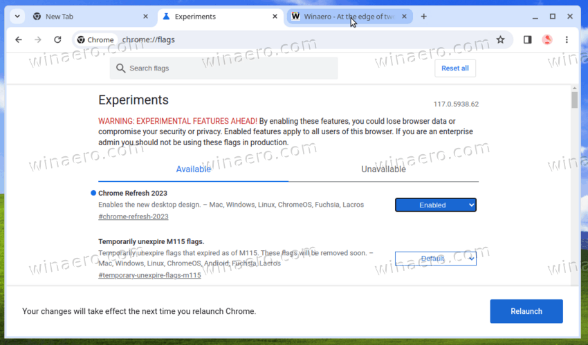 Enable Chrome Refresh 2023