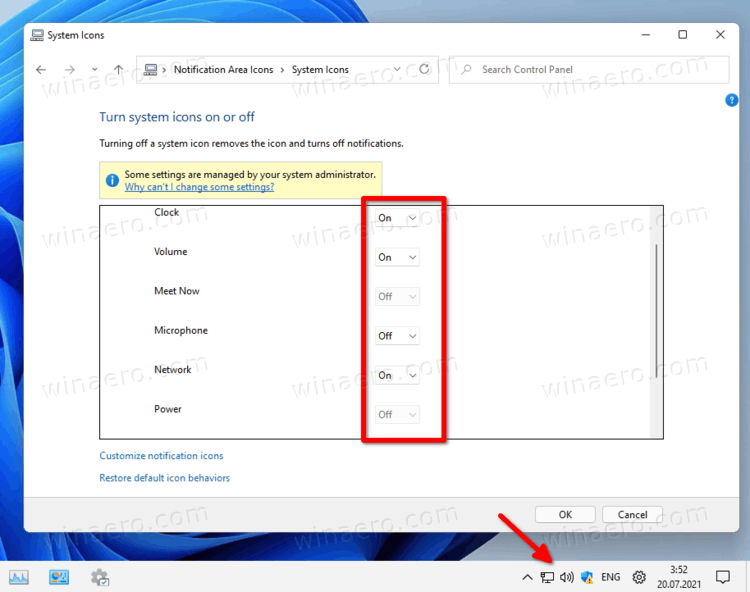 Enable Clock, Network And Sound Icons