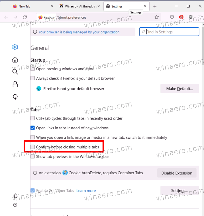 Enable Close Tab Confirmation In Firefox