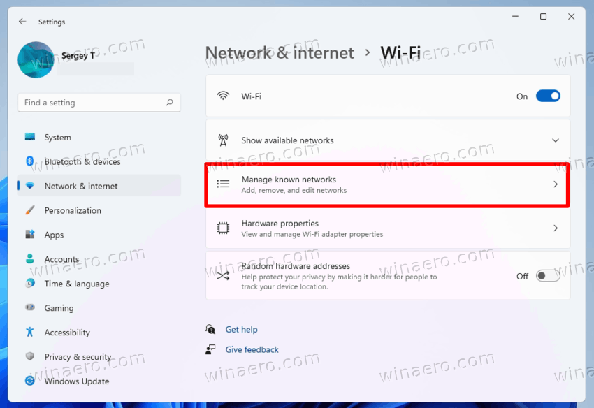 Manage Known Networks