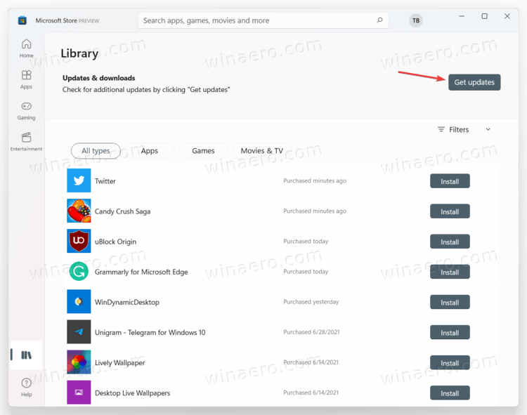 Manually Install App Updates In Microsoft Store