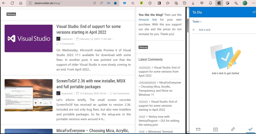 Microsoft Edge Outlook Hub 3