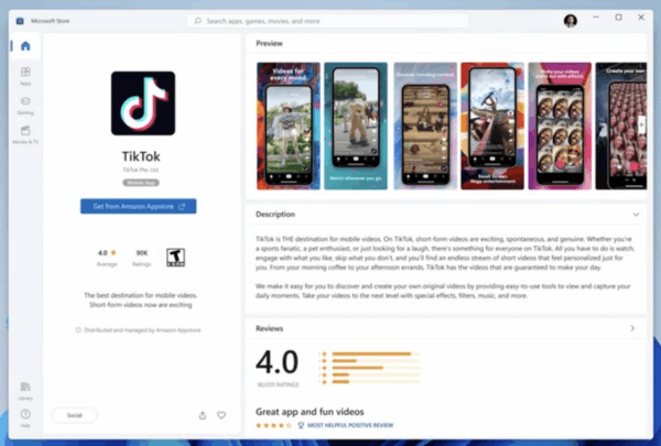 Microsoft Store Windows 11 Tiktok