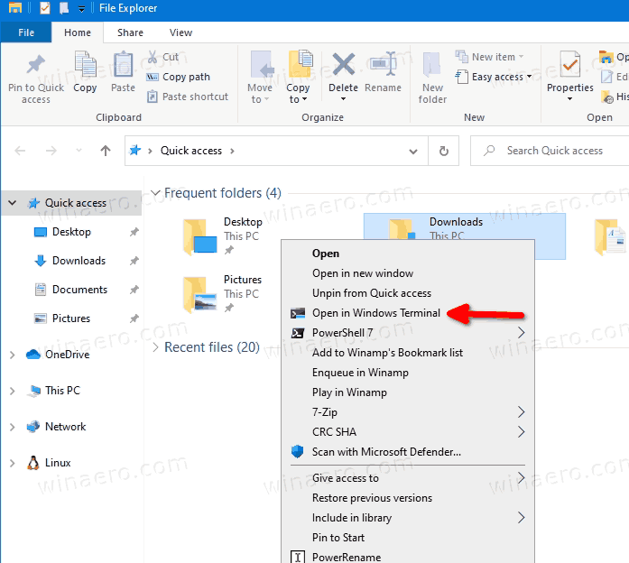 Open In Windows Terminal Context Menu