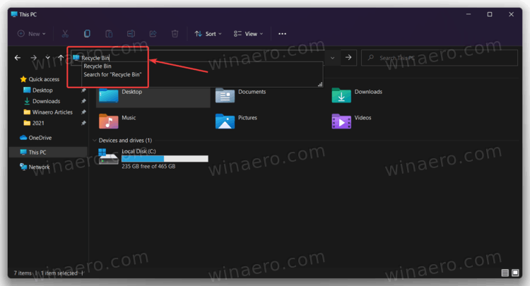 Open Recycle Bin In Windows 11 From Address Bar