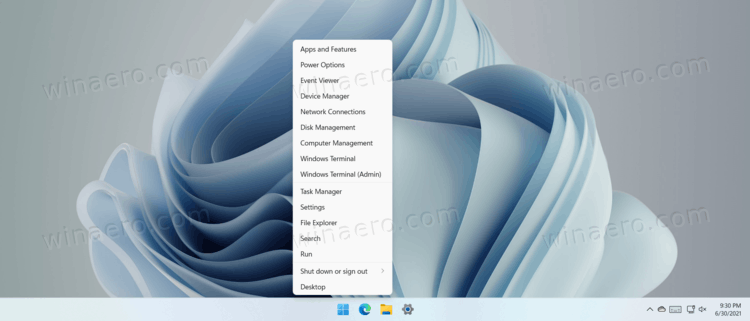 Open The Win + X Menu In Windows 11