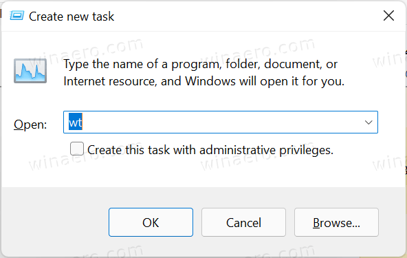 Open wt From Task Manager