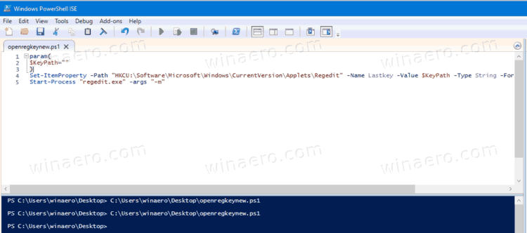 PowerShell Script That Opens Reg Key In New Regedit Instance