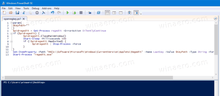 PowerShell Script To Open Registry Key