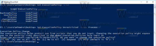 PowerShell Set Execution Policy For A Process