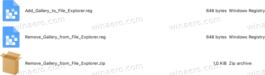 Reg Files To Remove Gallery From File Explorer