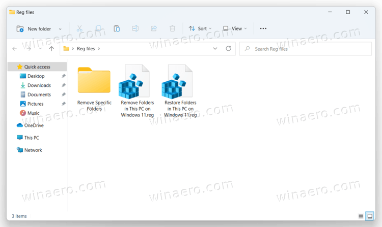 Remove This PC Folders In Windows 11 With REG Files