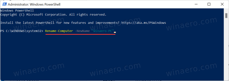 Rename Windows 11 PC In PowerShell
