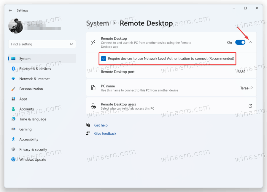 Require Devices To Use Network Level Authentication