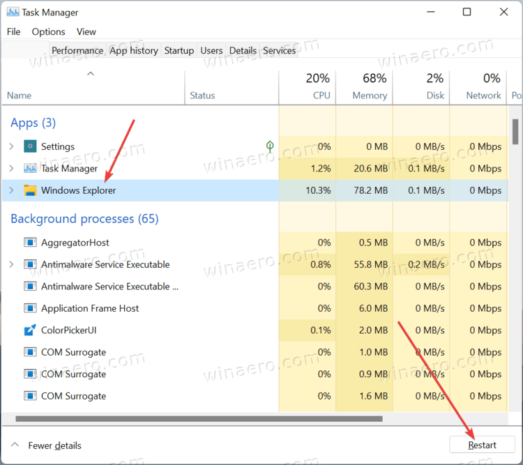 Restart File Explorer In Windows 11