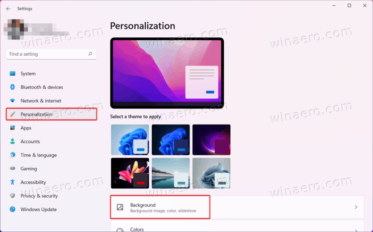Windows 11 Personalization > Background
