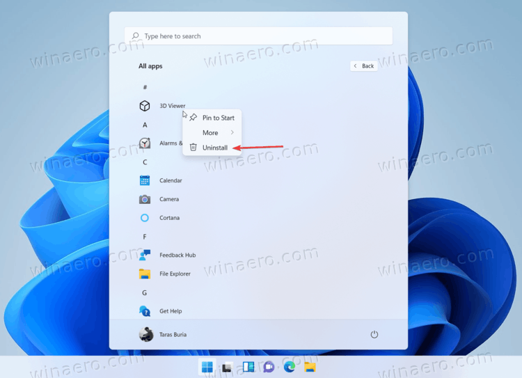 Uninstall Preinstalled Apps In Windows 11 From Start