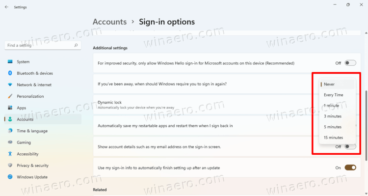 Wake Up Password Option With Modern Standby