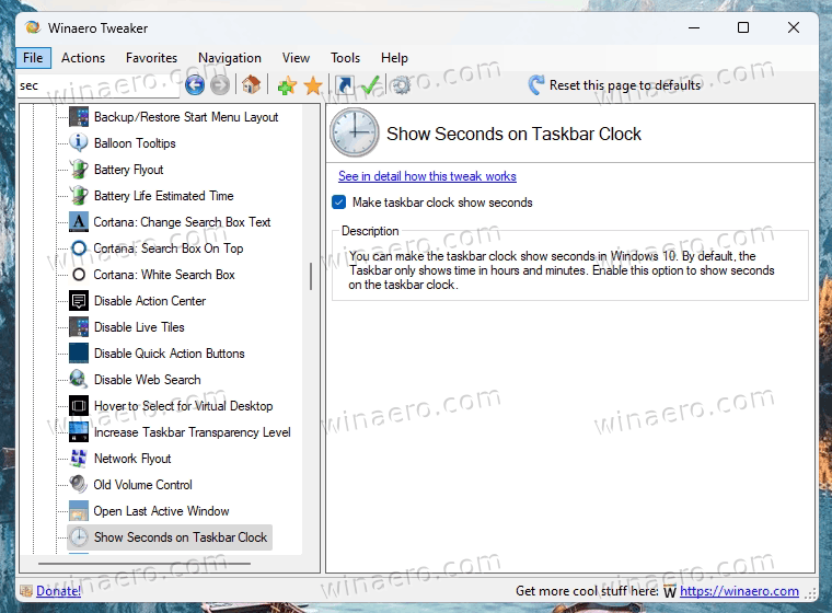 Winaero Tweaker Show Seconds Option