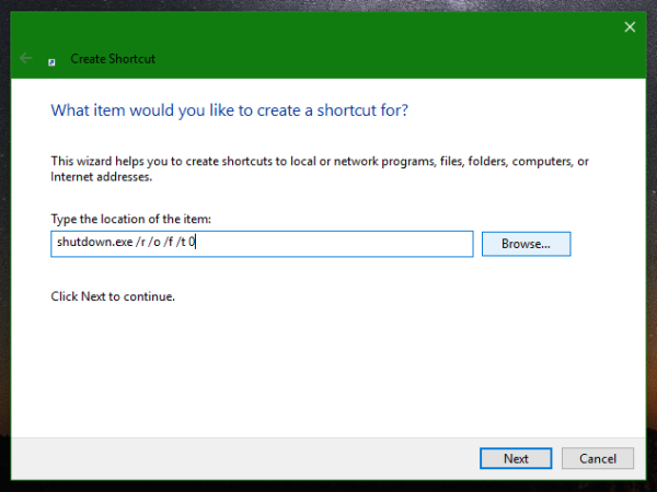 Windows 10 advanced startup options shortcut