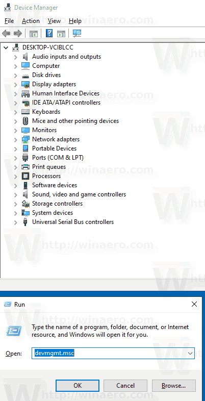 Windows 10 Device Manager Run