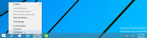 Windows 10 exit explorer taskbar