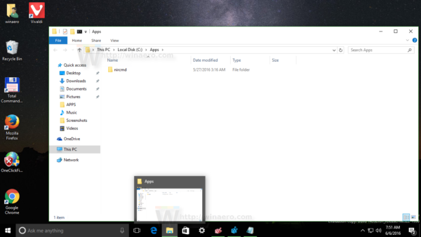 Windows 10 File Explorer open with custom folder 1