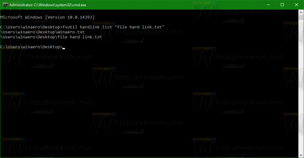 Windows 10 file hard link in fsutil