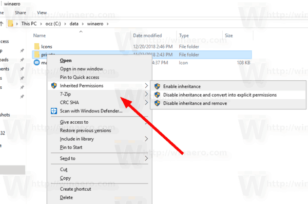 Windows 10 Inherited Permissions